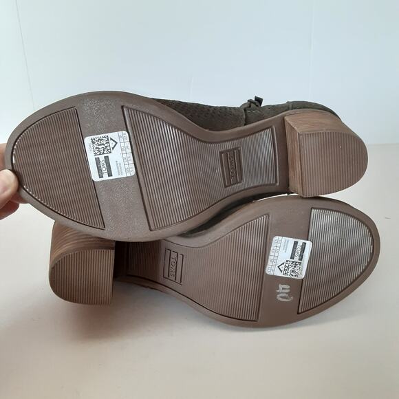 Toms Majorca Peep Toe Ankle Booties Wood Block Heel Gray Perforated Womens 5.5 - Picture 10 of 11